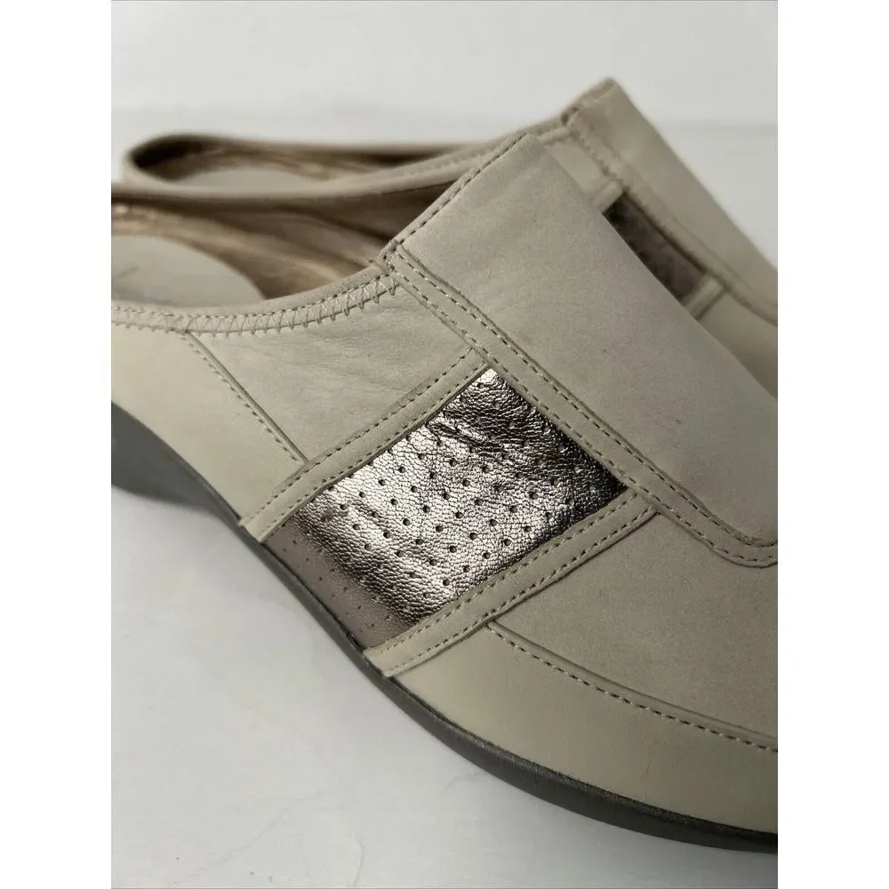 Cole Haan Taupe Rose Gold Trim  Gray Wedge Heel Shoes New‎ Sz 9.5